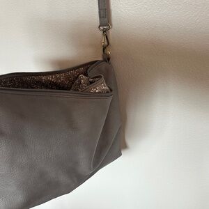 Pebbled Crossbody Bag in Stone Grey